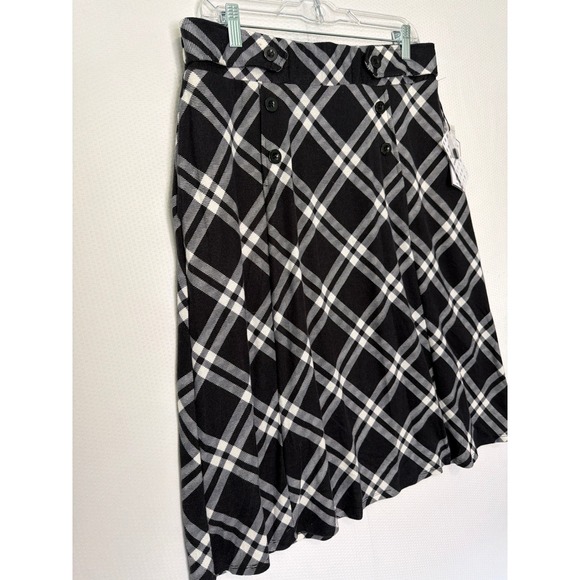 Robert Louis Black White Plaid Button Front A-Line Skirt Plus Size 1X NWT - Picture 4 of 10